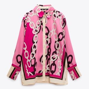 Zara Multicolored Chain Print Shirt in Size M